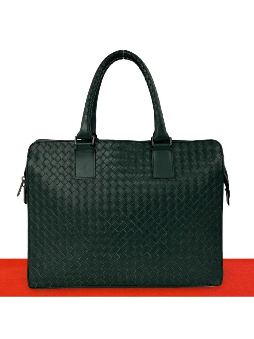 Bottega Veneta Vintage Intrecciato Leather Business Bag Green